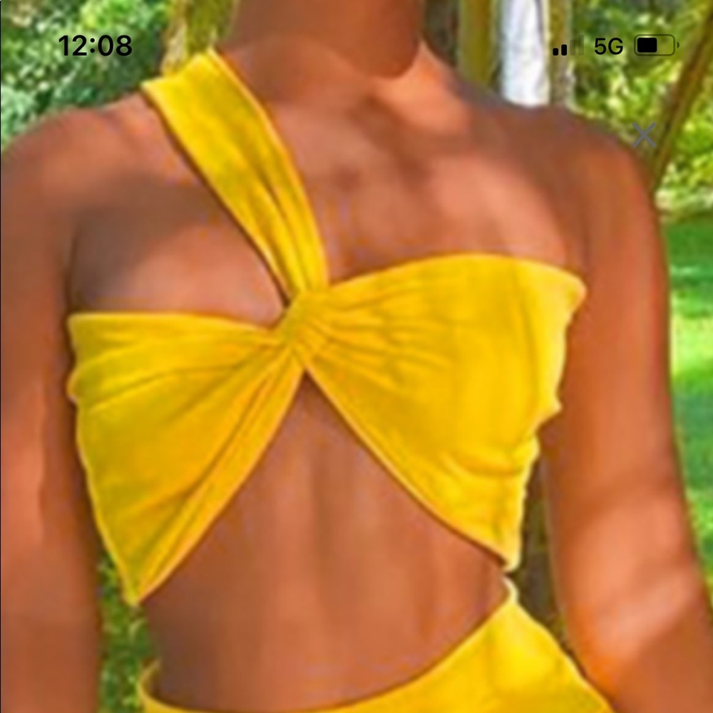 Bando yellow crop top one shoulder